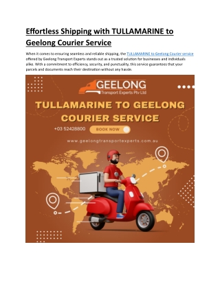 Effortless Shipping with TULLAMARINE to Geelong Courier Service