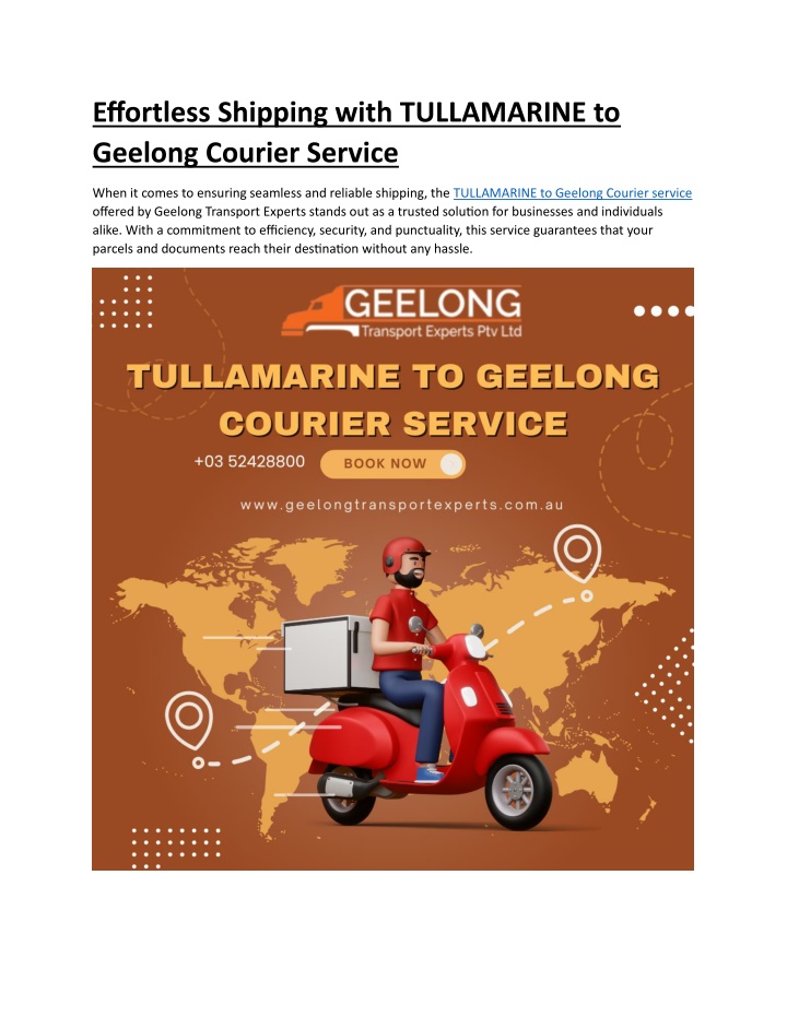 effortless shipping with tullamarine to geelong