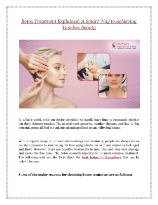 Botox Treatment Explained: A Smart Way to Achieving Timeless Beauty