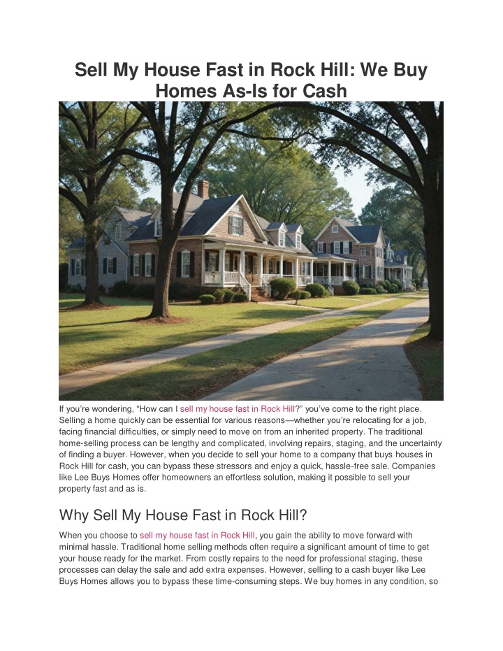 sell my house fast in rock hill we buy homes