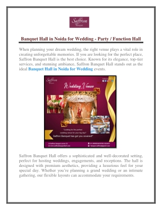 Banquet Hall in Noida for Wedding - Party / Function Hall