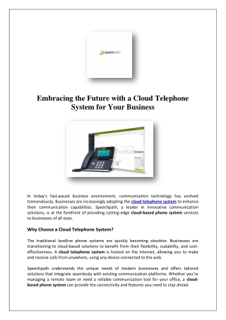 embracing the future with a cloud telephone