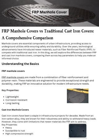 FRP Manhole Covers vs Traditional Cast Iron Covers A Comprehensive Comparison