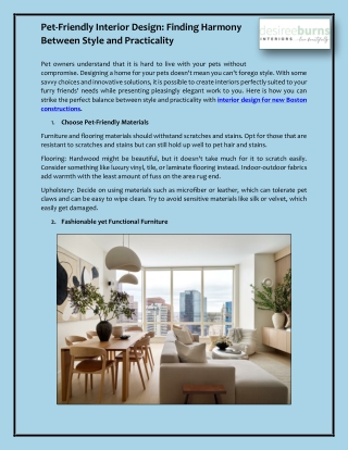 Pet-Friendly Interior Design: Finding Harmony Between Style and Practicality