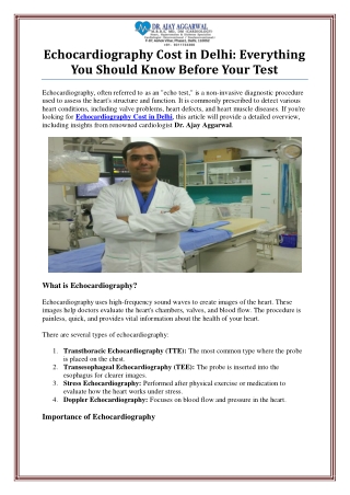 Echocardiography Cost in Delhi by Dr. Ajay Aggarwal