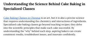 Understanding the Science Behind Cake Baking in Specialized Classes