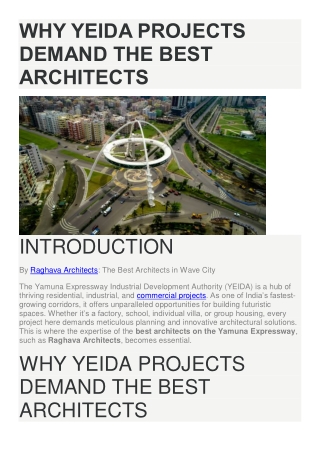 Why YEIDA Projects Demand the Best Architects
