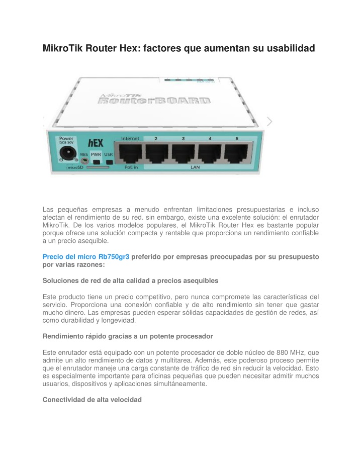 mikrotik router hex factores que aumentan