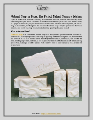 Oatmeal Soap in Texas: The Perfect Natural Skincare Solution