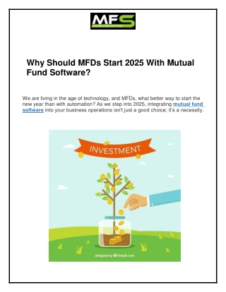 Why Should MFDs Start 2025 With Mutual Fund Software