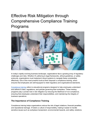 effective risk mitigation through comprehensive