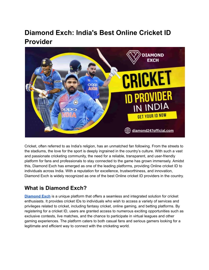 diamond exch india s best online cricket