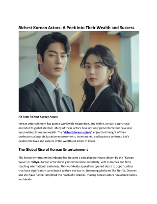 Richest Korean Actors of All The Time