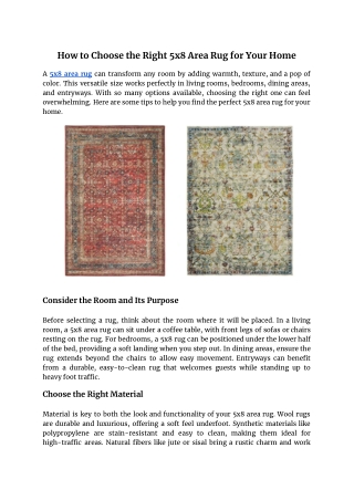 How to Choose the Right 5x8 Area Rug for Your Home