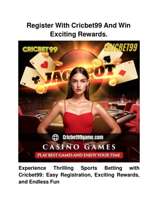 Register With Cricbet99 And Win Exciting Rewards