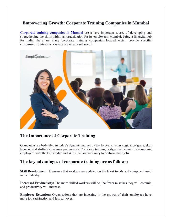 empowering growth corporate training companies