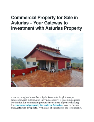 commercial property for sale in asturias your