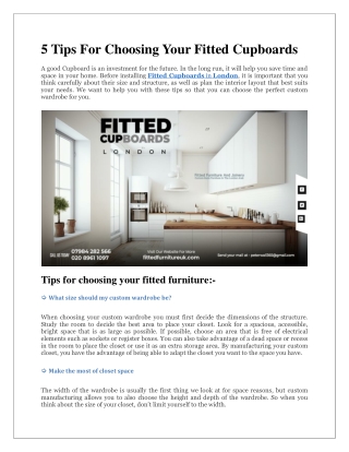 5 Tips For Choosing Your Fitted Cupboards