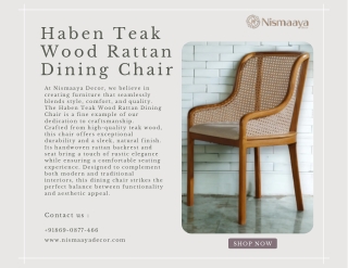 Haben Teak Wood Rattan Dining Chair – Timeless Elegance by Nismaaya Decor