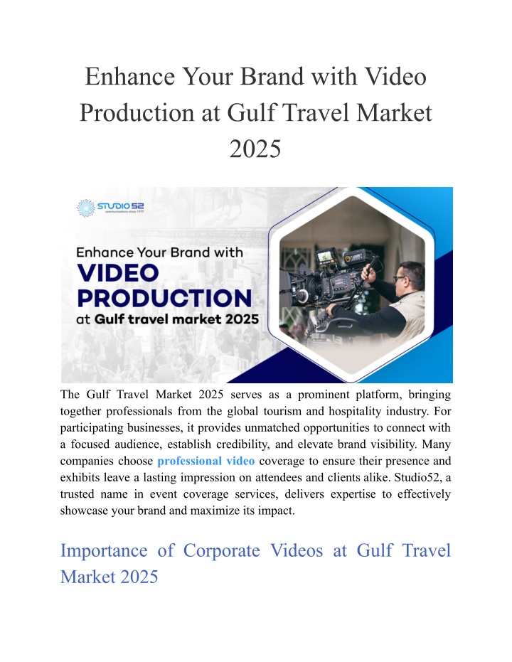 enhance your brand with video production at gulf