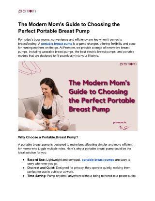 The Modern Mom's Guide to Choosing the Perfect Portable Breast Pump