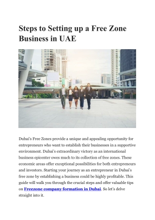 Steps to Setting up a Free Zone Business in UAE