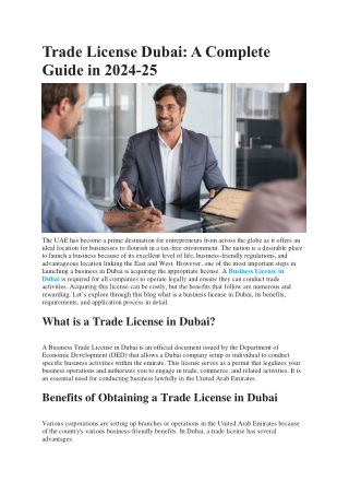 Trade License Dubai A Complete Guide in 2024-25