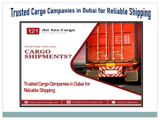 Trusted Cargo Companies in Dubai for Reliable Shipping