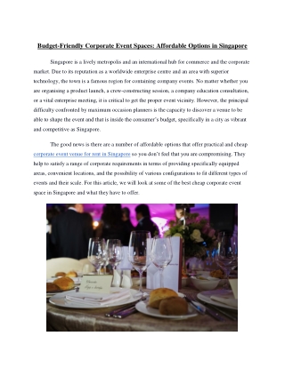 Budget-Friendly Corporate Event Spaces Affordable Options in Singapore