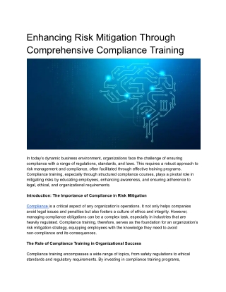 enhancing risk mitigation through comprehensive