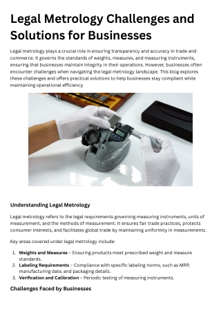 Top Solutions for Overcoming Legal Metrology Challenges