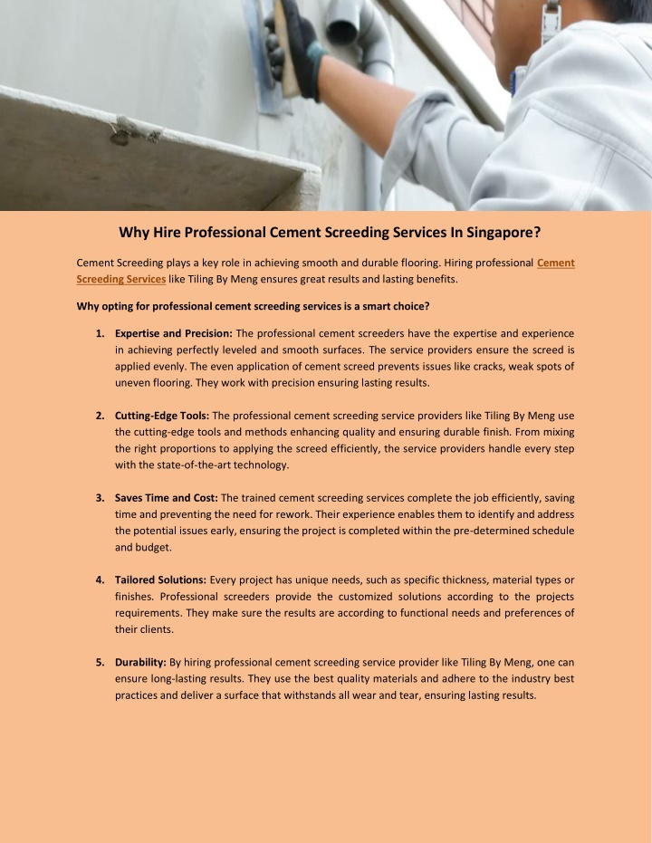 why hire professional cement screeding services