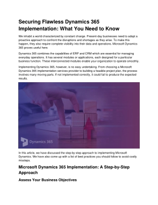 The Secret to Successful Dynamics 365 Implementation