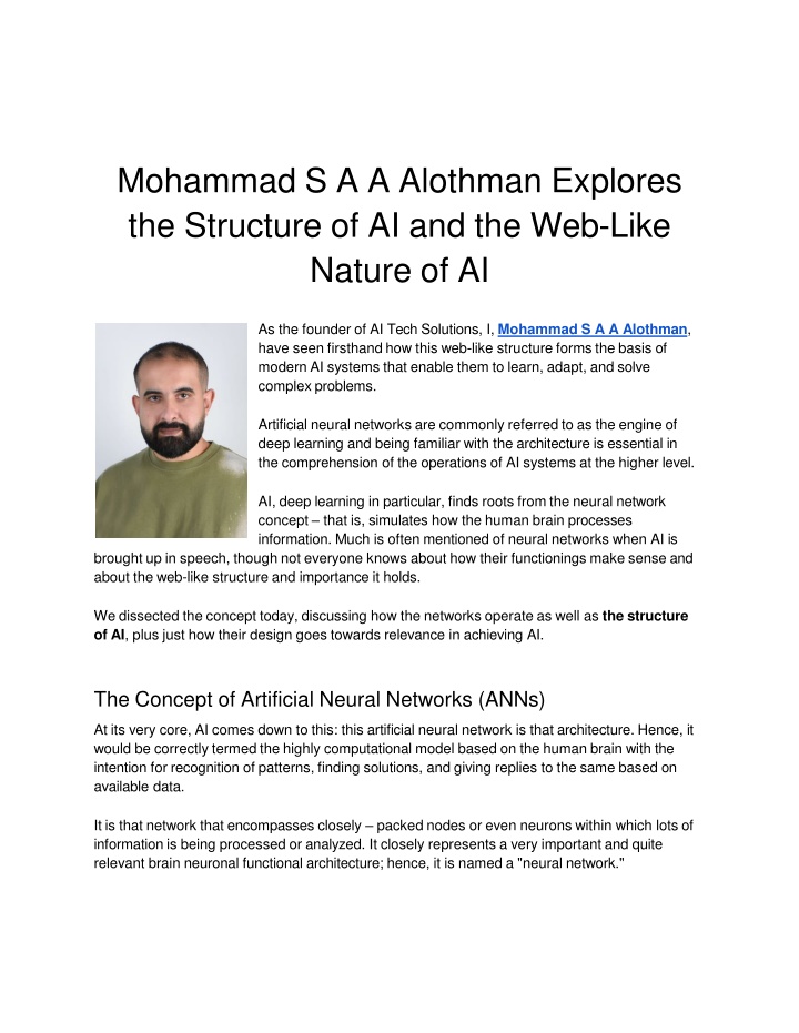 mohammad s a a alothman explores the structure of ai and the web like nature of ai