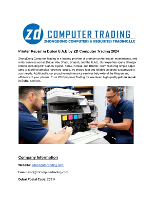 printer repair in dubai u a e by zd computer