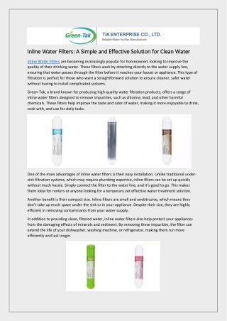 inline water filters a simple and effective