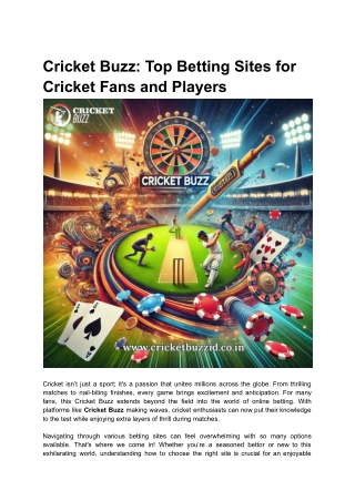 Cricket Buzz_ Top Betting Sites for Cricket Fans and Players