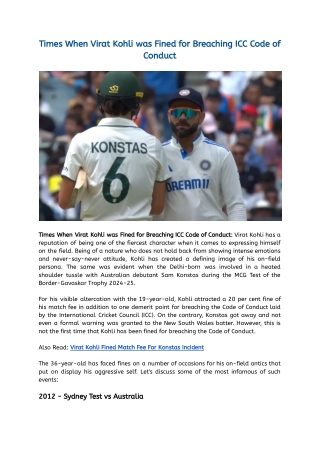 times when virat kohli was fined for breaching
