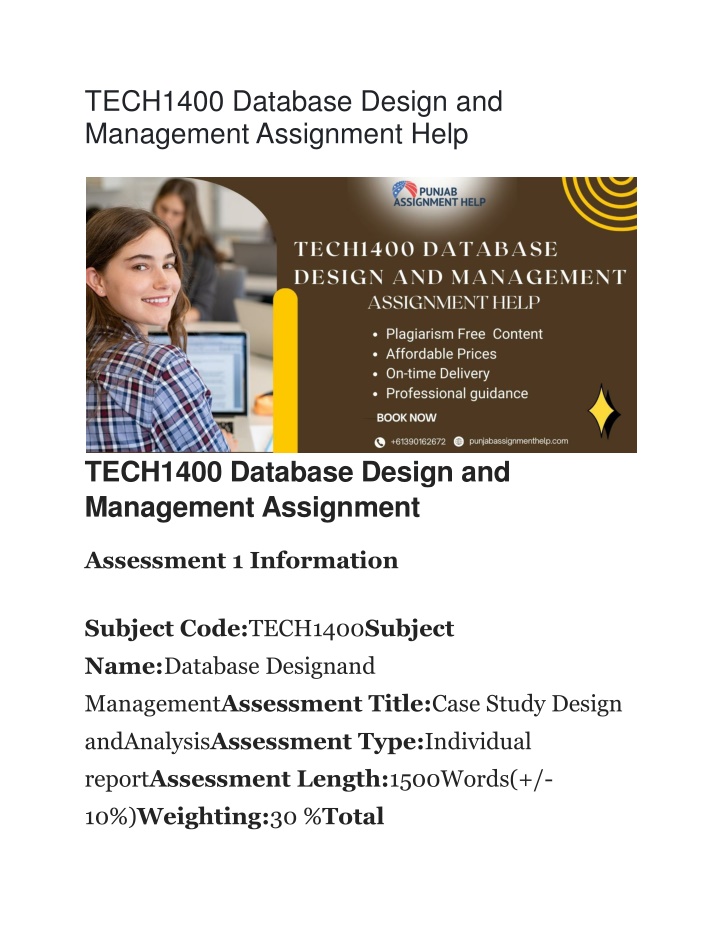 tech1400 database design and management