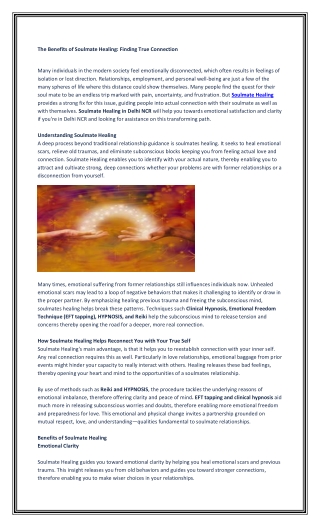 The Benefits of Soulmate Healing Finding True Connection