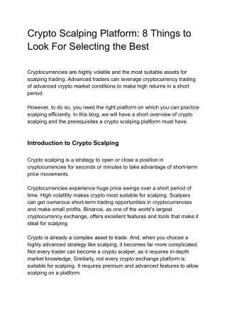 crypto scalping platform 8 things to look