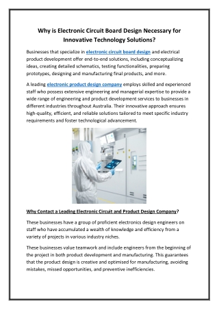 Why is Electronic Circuit Board Design Necessary for Innovative Technology Solutions