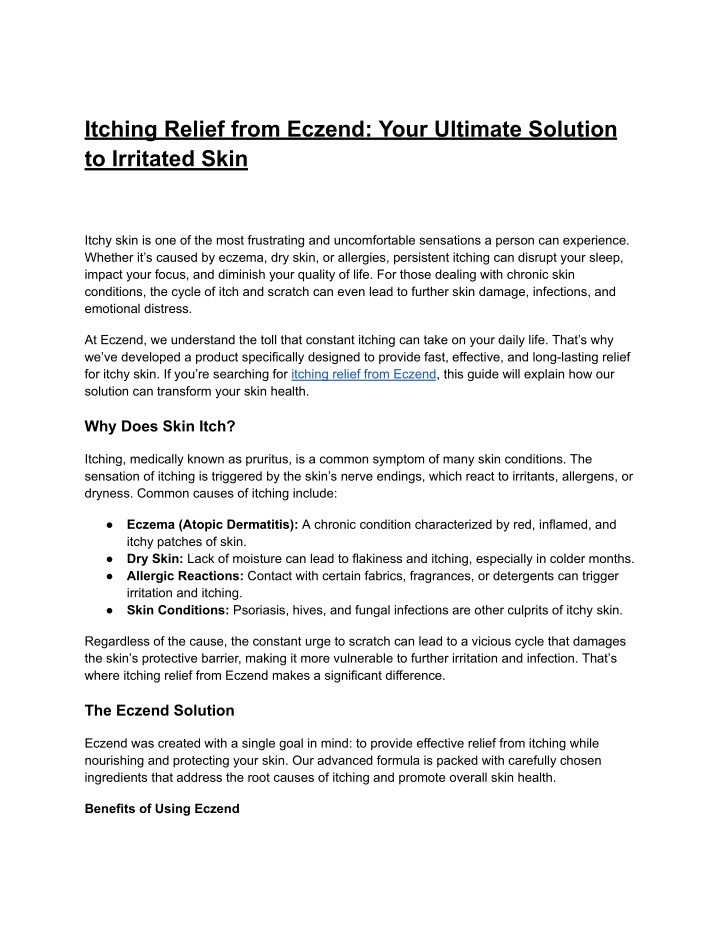 itching relief from eczend your ultimate solution