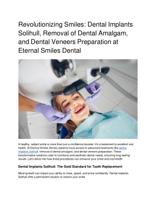 Revolutionizing Smiles_ Dental Implants Solihull, Removal of Dental Amalgam, and Dental Veneers Preparation at Eternal S