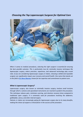 Choosing the Top Laparoscopic Surgeon for Optimal Care