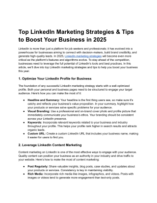 Top LinkedIn Marketing Strategies & Tips to Boost Your Business in 2025