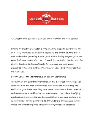 an effective pest control in east london