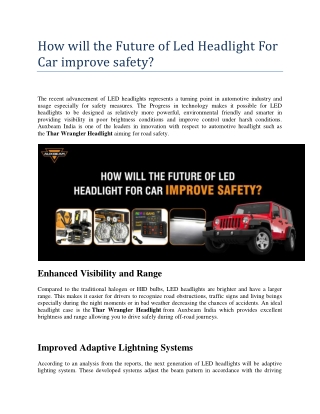 How will the Future of Led Headlight For Car improve safety