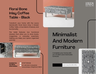 Floral Bone Inlay Black 2-Drawer Coffee Table