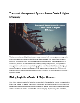 transport management system lower costs higher
